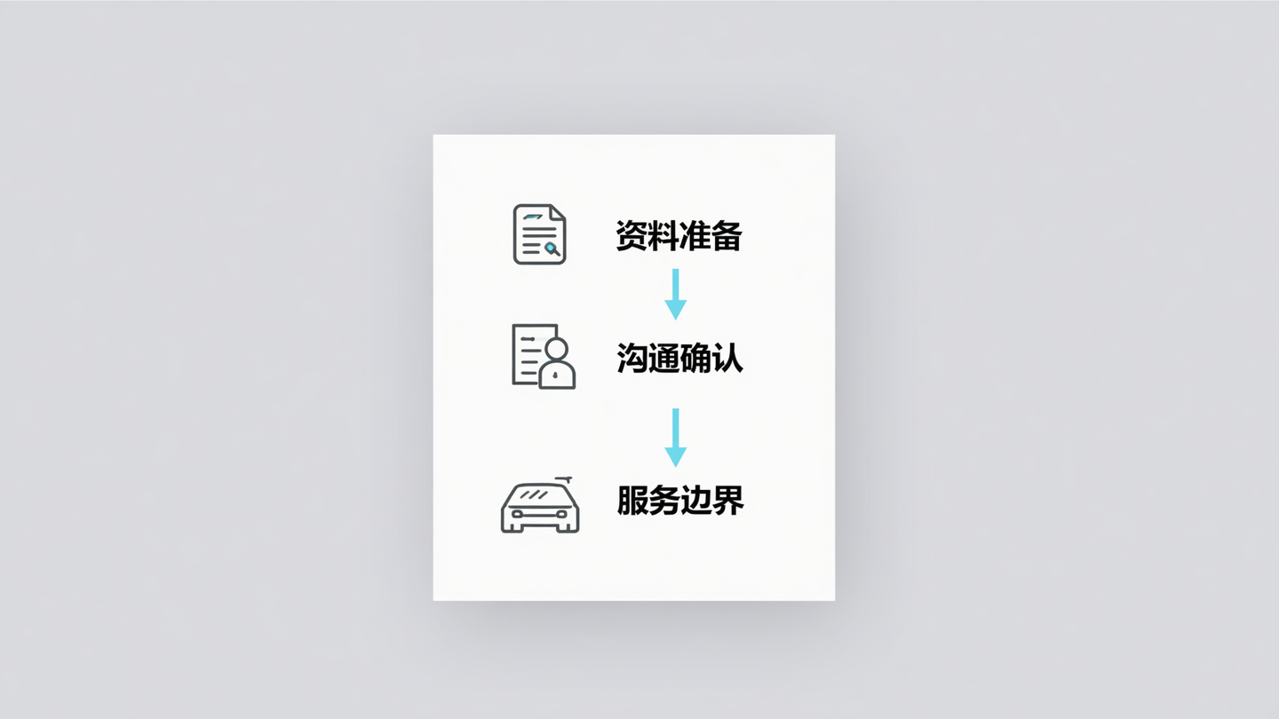 京牌服务平台沟通与资料确认流程示意图